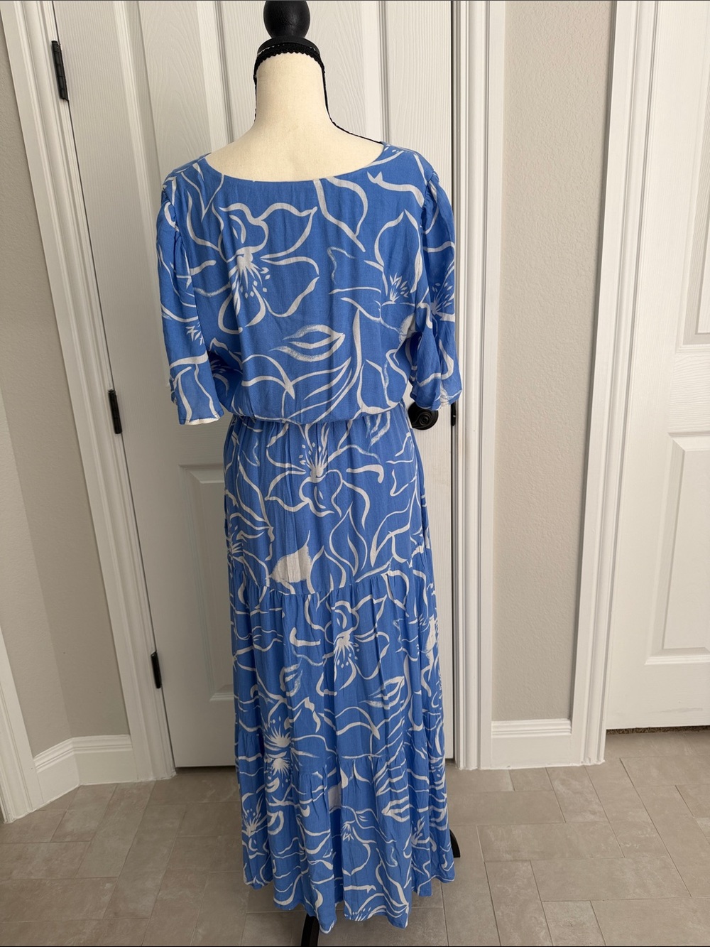 Z Supply Blue and White Floral V-Neck Maxi Dress.  Size medium.  Never worn. - Picture 2 of 3
